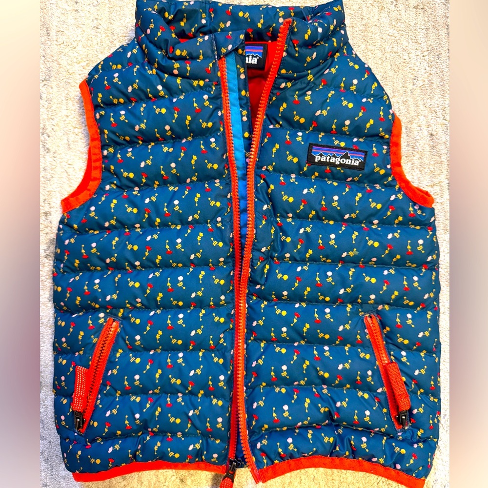 Patagonia Toddler Down Sweater Vest - Red and Blue Floral